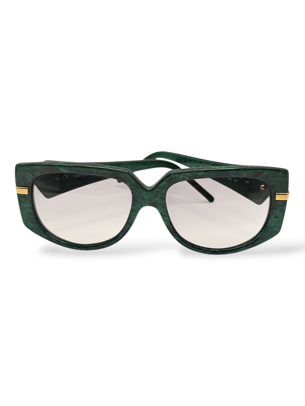 Valentino Green Marble Cat-Eye Sunglasses with Gold Accent